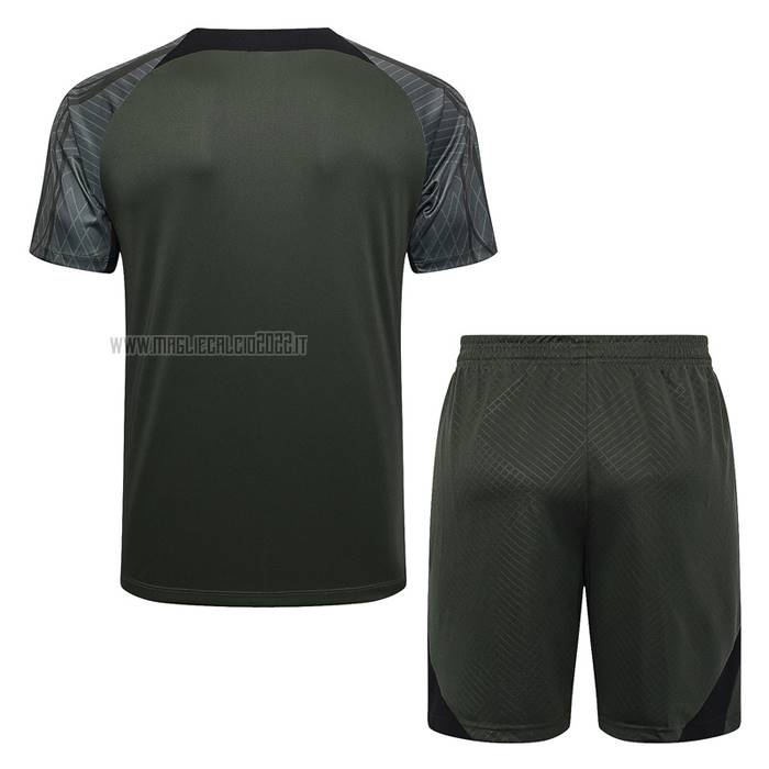 Tuta da Track del FC Barcellona Manga Corta 2023-2024 Verde Oscuro - Pantalon Corto